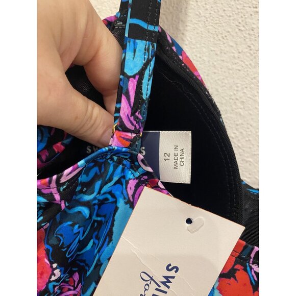 Swimsuits For All One Piece Swimsuit Womens 12 Multicolor Floral Ruched New NWT - Picture 5 of 6